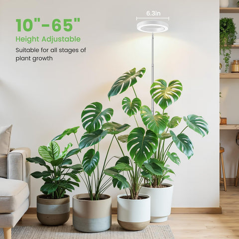 Aokrean Halo Plant Grow Light for Indoor Plants, 6.3in Full Spectrum White