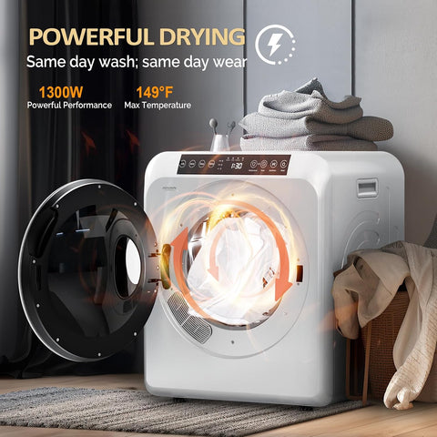 Bonnlo 3.5 Cu.Ft Clothes Dryer for Laundry, Electric Clothes Dryer, White