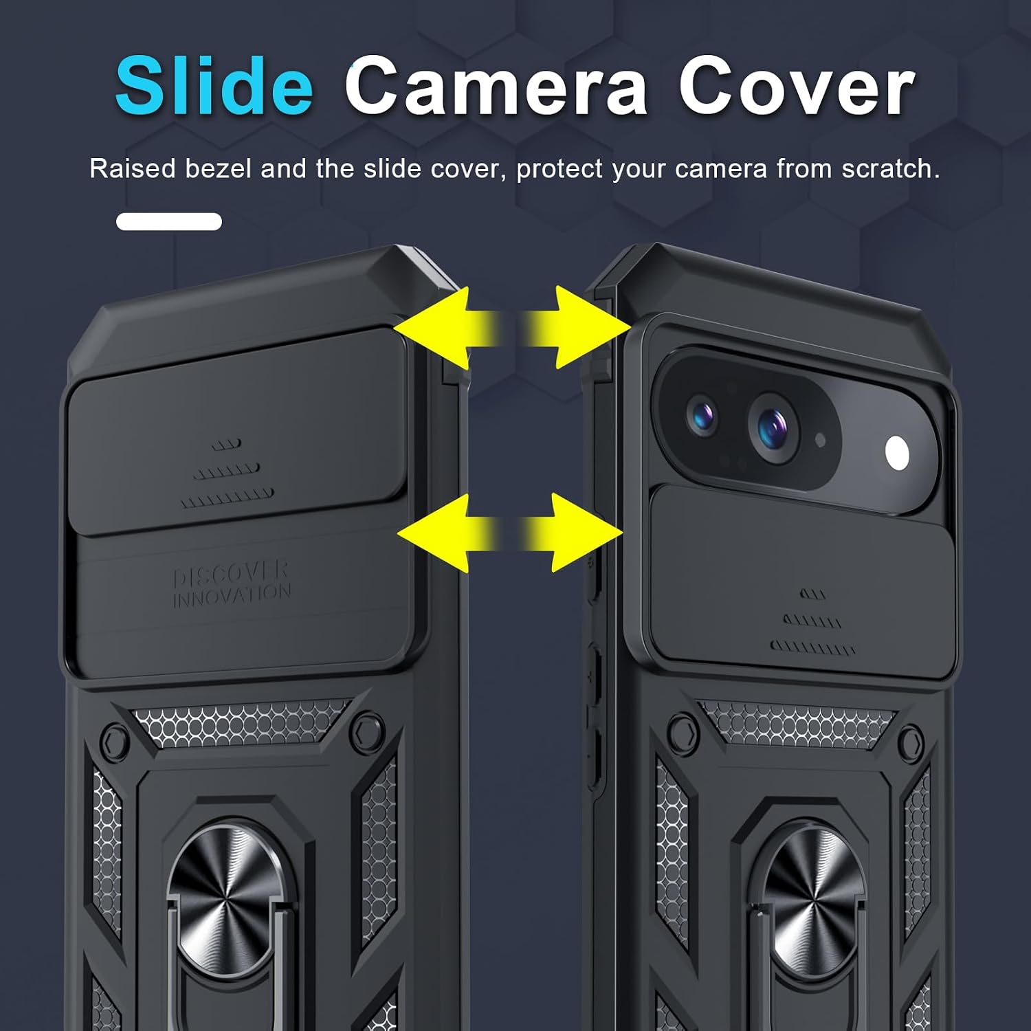 for Google Pixel 9/9 Pro Case Built in Slide Camera Cover,Black