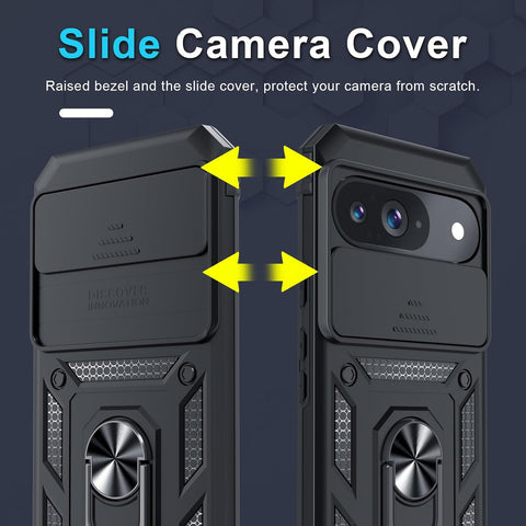for Google Pixel 9/9 Pro Case Built in Slide Camera Cover,Black