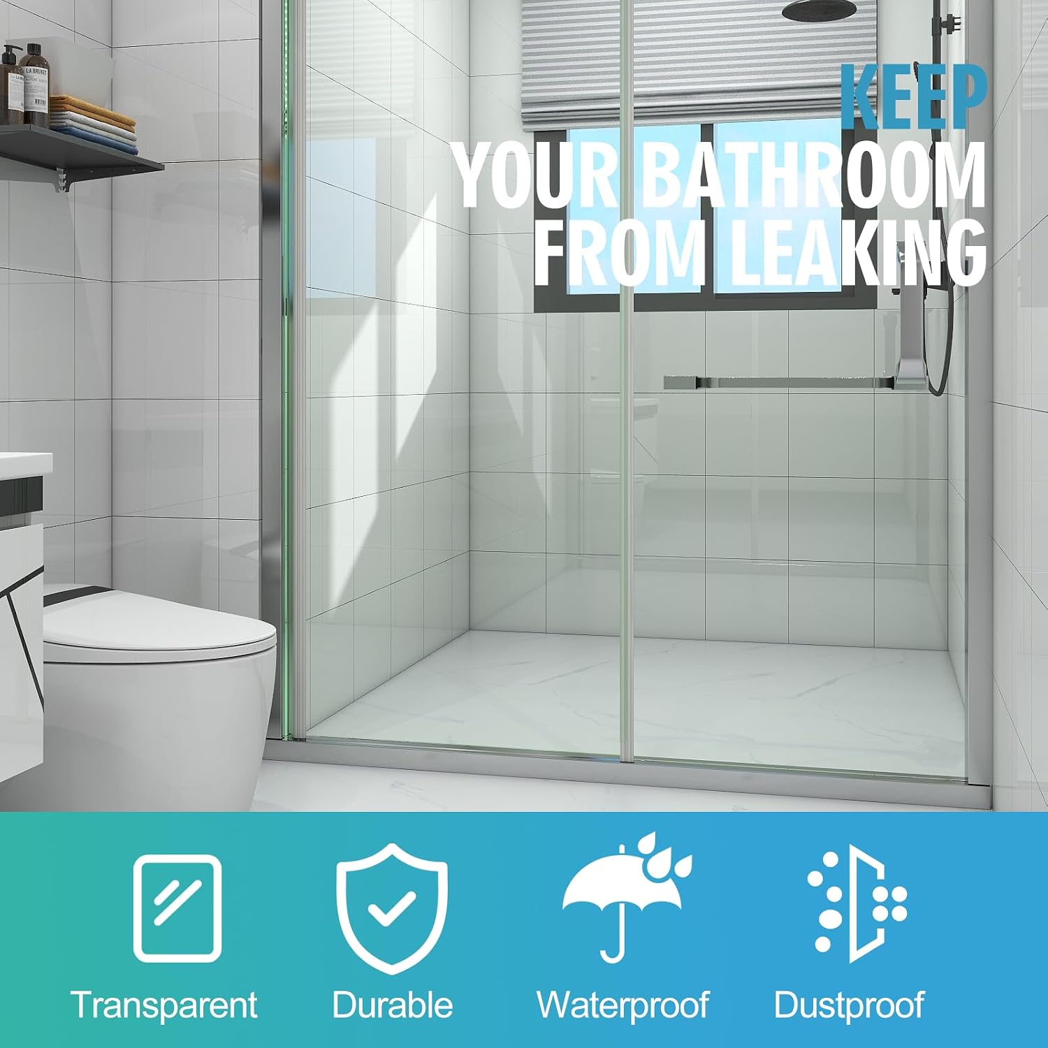 36" Frameless Shower Door Bottom Seal w/Drip Rail for 3/16" Glass, Vinyl