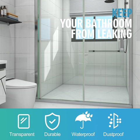 36" Frameless Shower Door Bottom Seal w/Drip Rail for 3/16" Glass, Vinyl