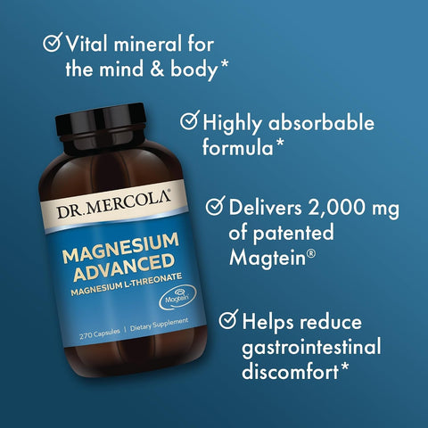 Dr. Mercola Magnesium Advanced, Magtein Magnesium L-Threonate, 270 Capsules