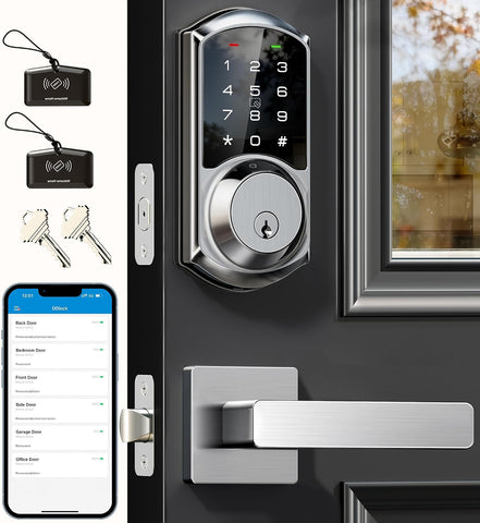 Veise VE06-L Smart Deadbolt Lock with 2 Lever Handle Set, Satin Nickel