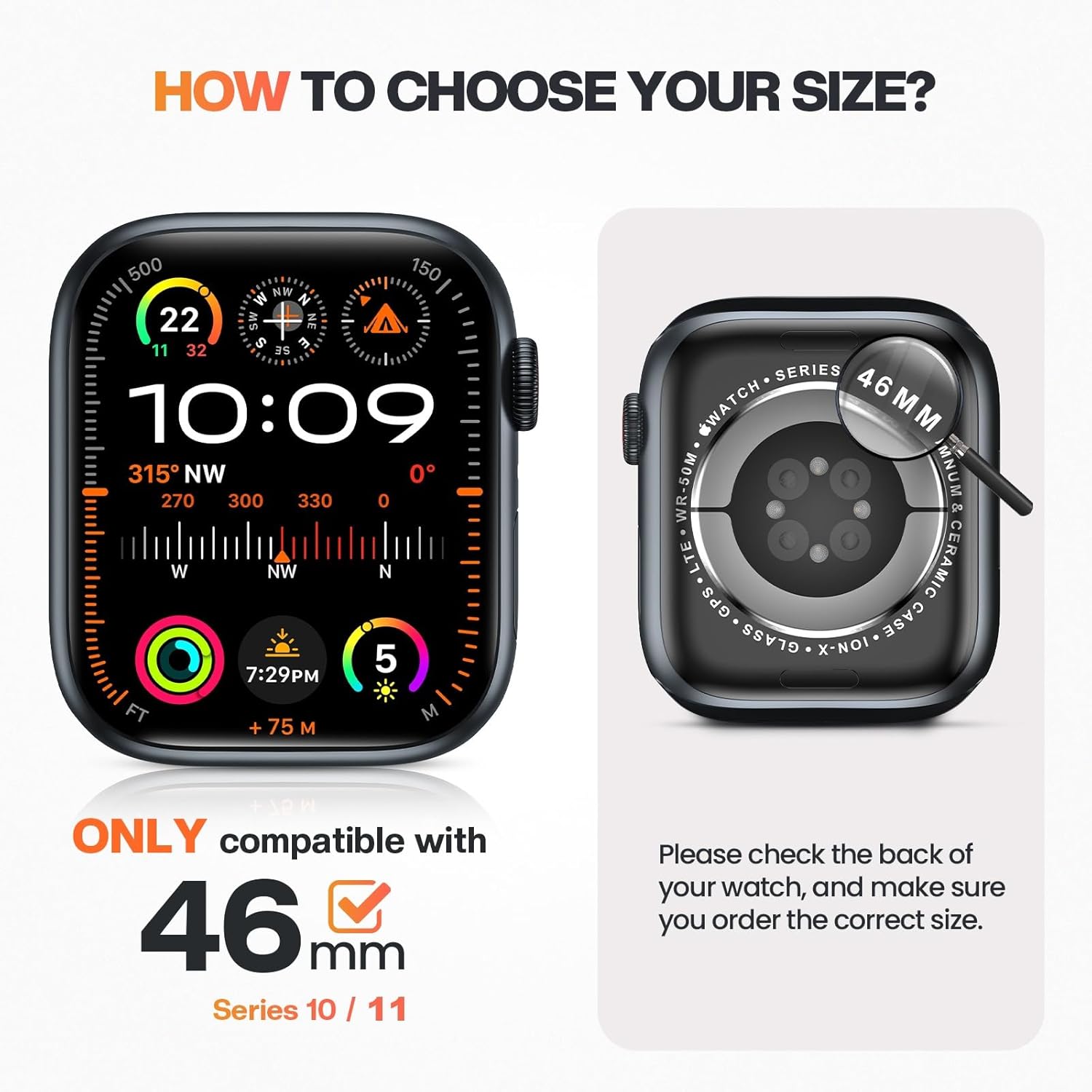 Goton Water-Resistant 46mm Case with Glass for Apple Watch Series 11/10