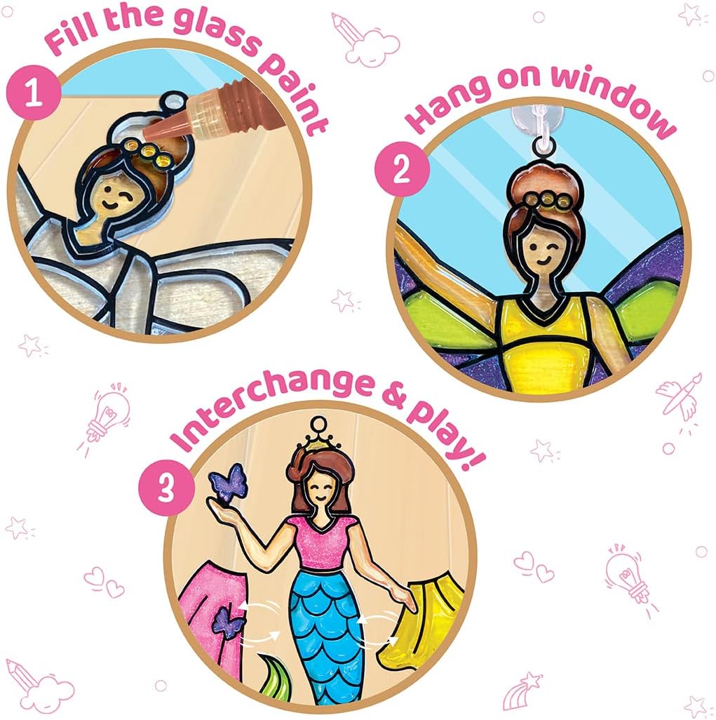 Imagimake Window Art - Princess, DIY Mess-Free 16 Pieces Suncatcher Kit