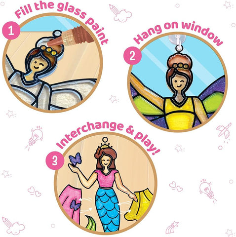 Imagimake Window Art - Princess, DIY Mess-Free 16 Pieces Suncatcher Kit