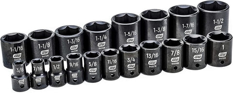 GEARWRENCH 19 Pc. 1/2" Drive 6 Pt. Standard Impact Socket Set, SAE - 84932N
