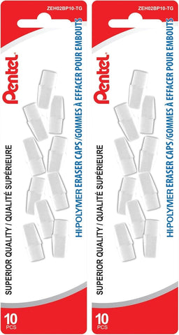 Pentel Hi-Polymer White Cap Erasers, Pack of 10 (ZEH02BP10)