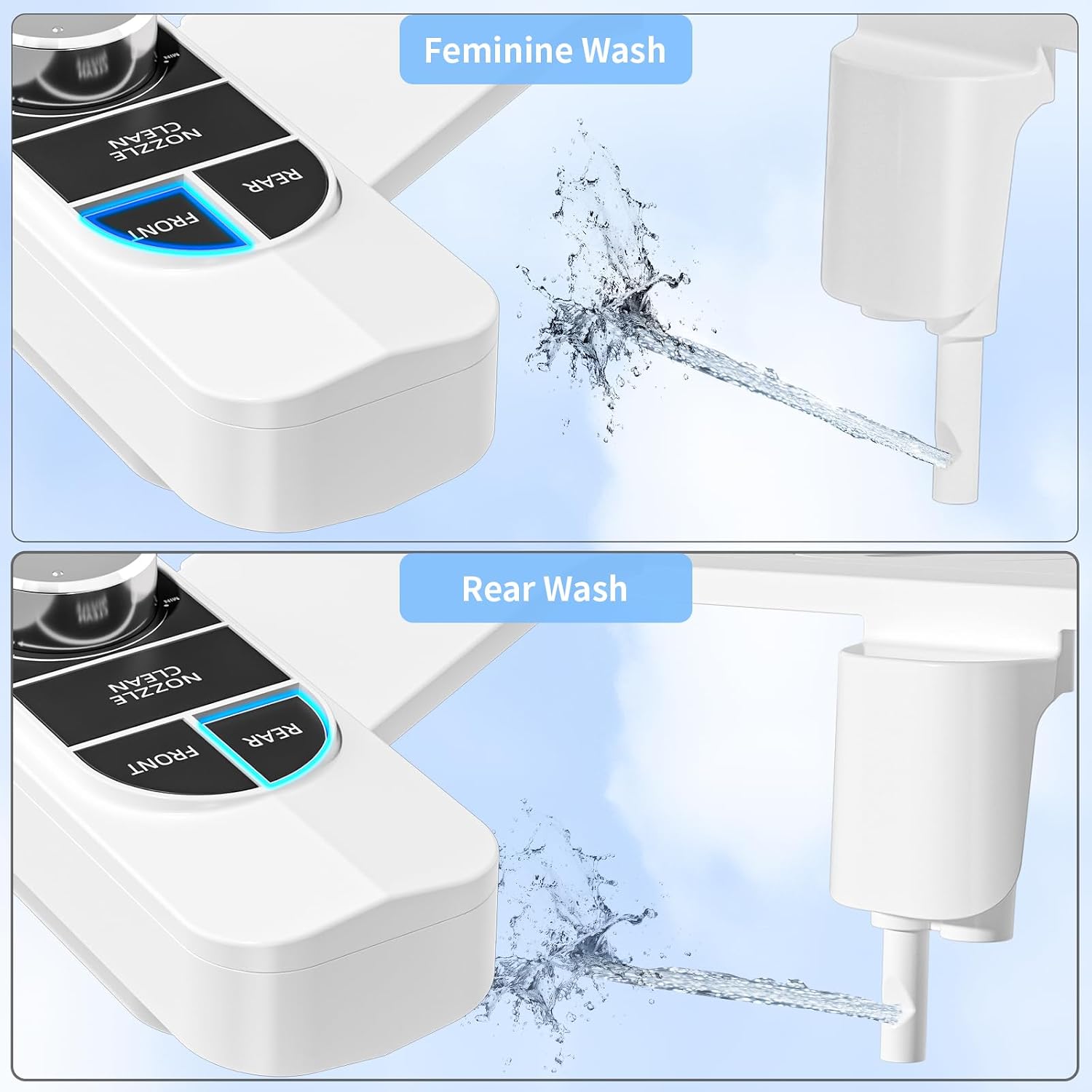 SAMODRA Non-Electric Bidet Attachment for Toilet – Self-Cleaning Dual Nozzle (Frontal & Rear Wash), Adjustable Water Pressure, Fits Most Toilets, Easy Installation (Classic Black/Silver)