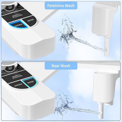 SAMODRA Non-Electric Bidet Attachment for Toilet – Self-Cleaning Dual Nozzle (Frontal & Rear Wash), Adjustable Water Pressure, Fits Most Toilets, Easy Installation (Classic Black/Silver)