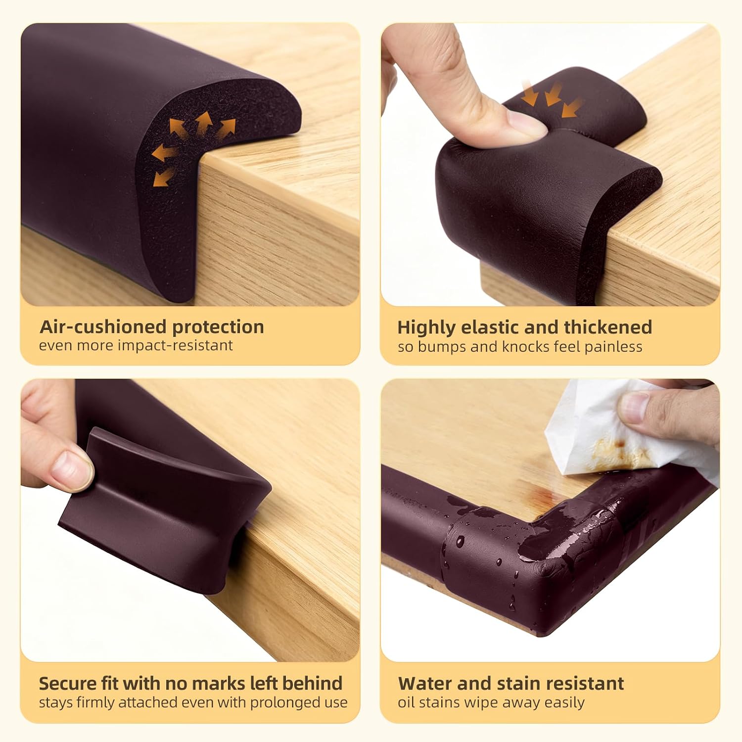 Corner Protector Baby, Baby Proofing Edge Corner Protector, Soft Foam Brown