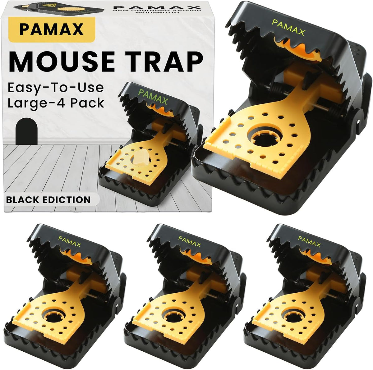 Mouse Traps Indoor for Home, 4-Pack Large Reusable Humane Snap Traps