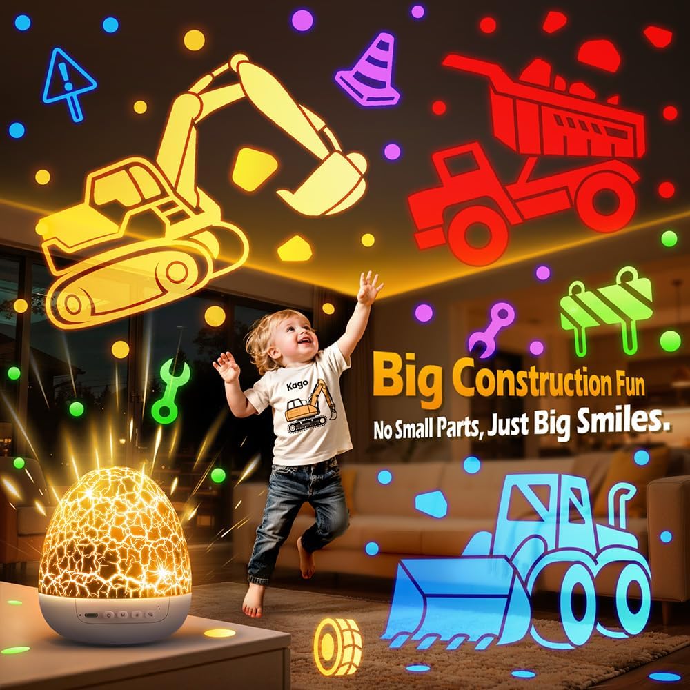 Truck Toy for Boys,6 Films+15 Sounds Construction Excavator Light Projector