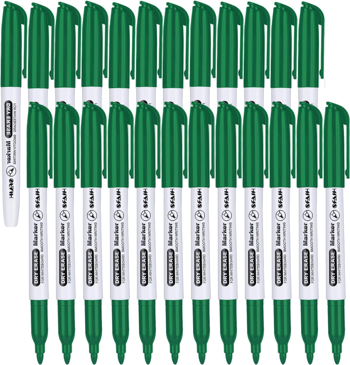 SFAIH Fine Tip Dry Erase Markers, 24 Pack, Green, Low Odor, Non-Toxic