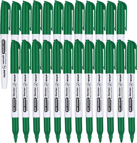 SFAIH Fine Tip Dry Erase Markers, 24 Pack, Green, Low Odor, Non-Toxic