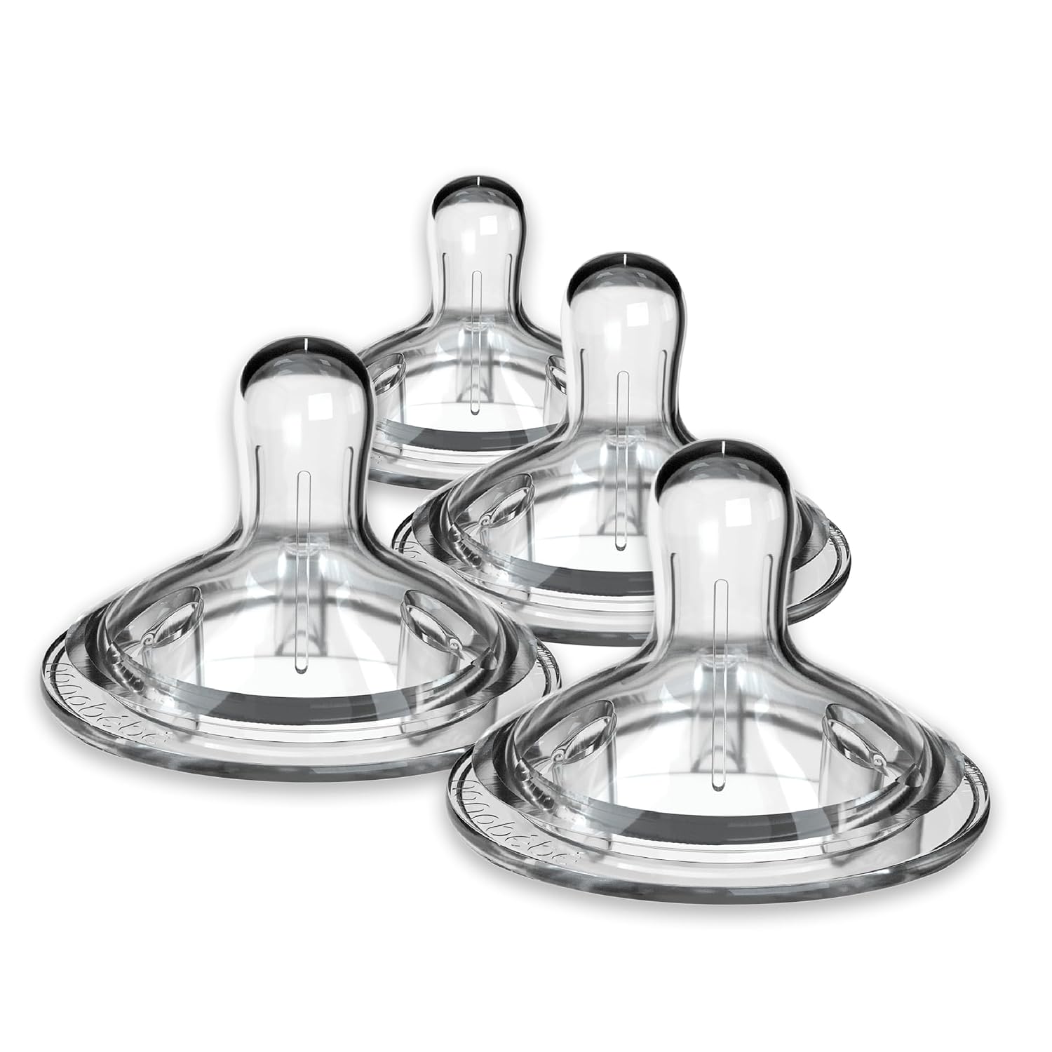 Nanobebe Nipples Baby Bottle Nipples, Silicone Nipple, Triple Vented, Ready to Use, 4 Pack, Fast Flow