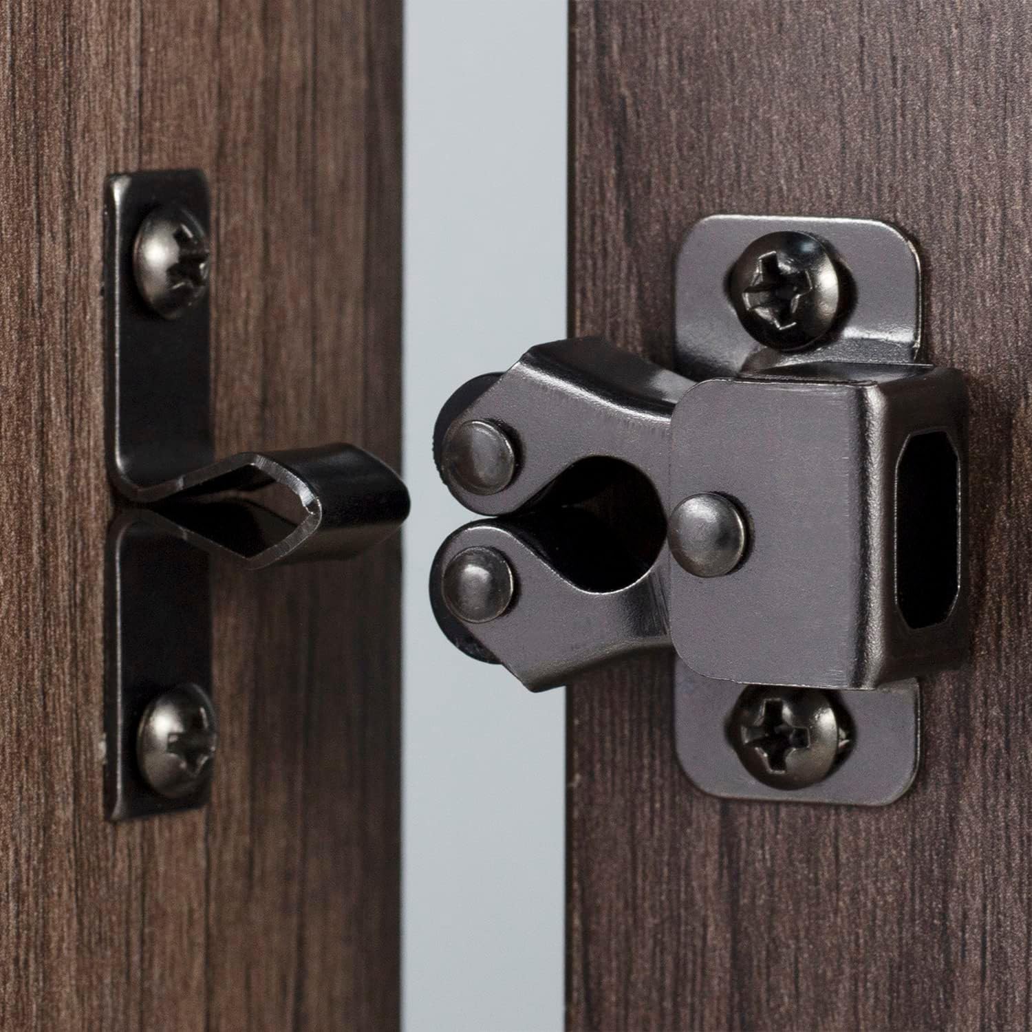 Keenkee Cabinet Latch Double Roller Catch, Black Nickel, 8 PCS