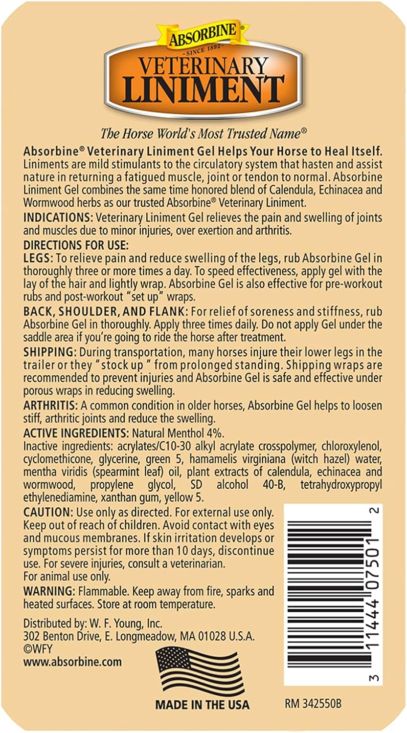 Absorbine Veterinary Liniment Gel, 12 oz Bottle