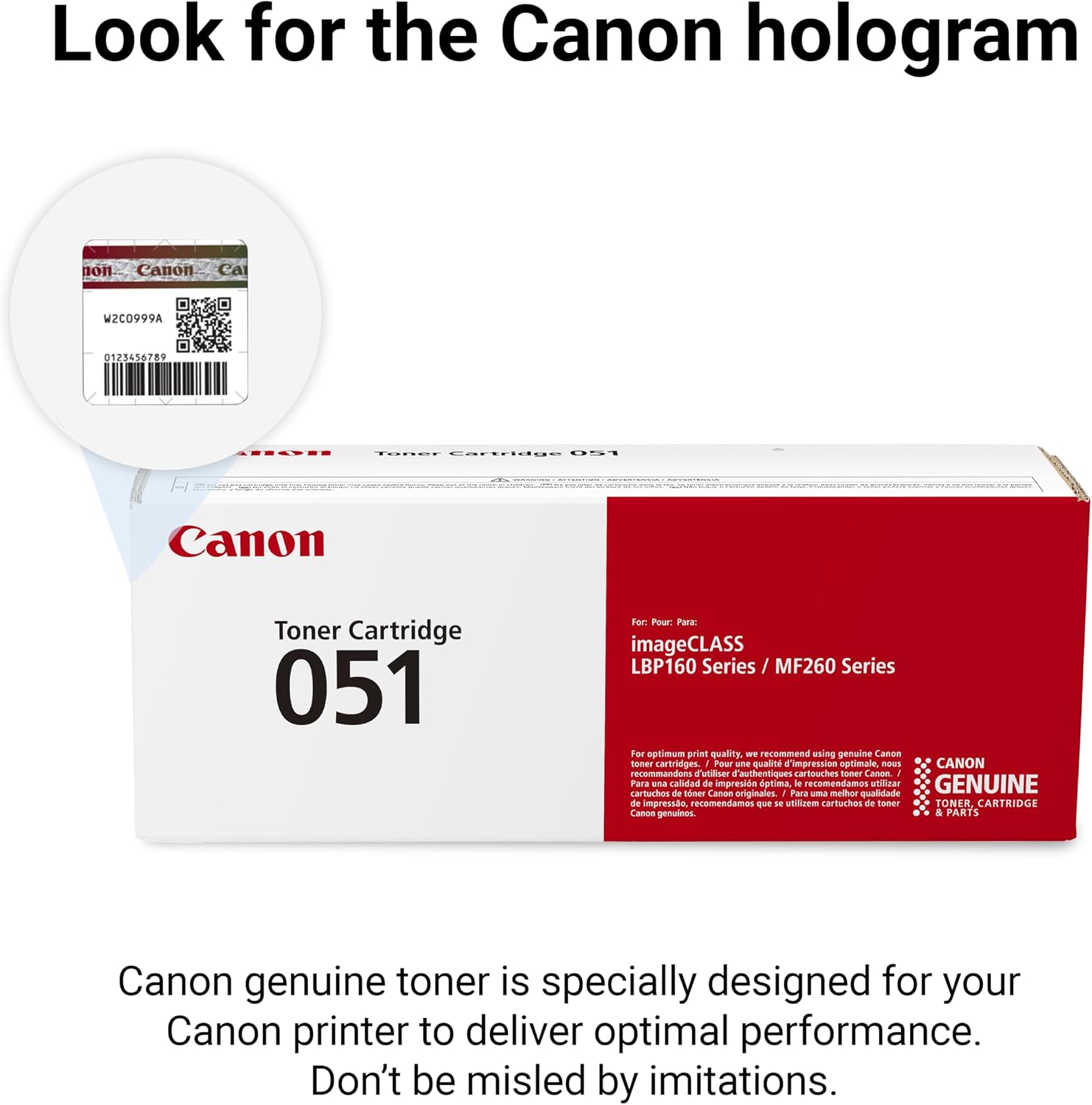 Canon Genuine 051 Black Toner Cartridge Compatible with LBP162dw, MF264dw, MF267dw, MF269dw, MF269dw VP