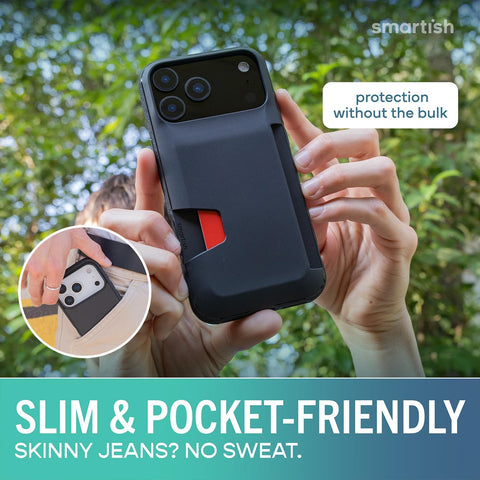 Smartish® iPhone 17 Pro Max Wallet Case + Screen Protector - [Slim + Protective] Phone Case Credit Card Holder + 2-Pack Tempered Glass Screen Protectors for Apple iPhone 17 Pro Max - Black Tie Affair