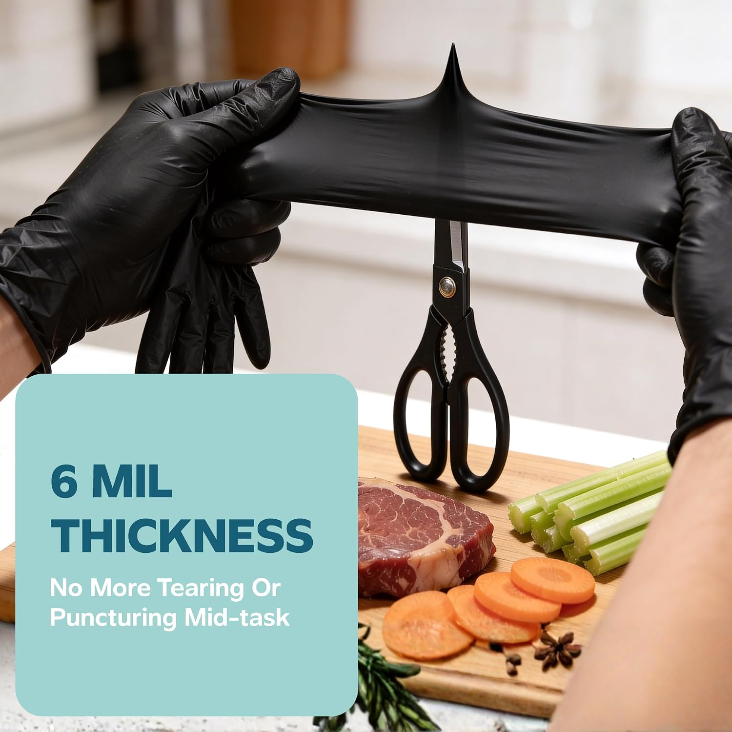 GUSTO Black Nitrile Gloves - Disposable Heavy Duty 6 Mil