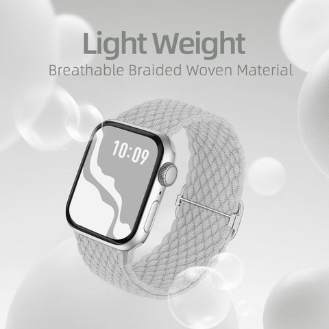 Braided Stretchy Solo Loop Compatible for Apple Watch Band 38mm 40mm 41mm 42mm 44mm 45mm 46mm 49mm for Women Men, Nylon Elastic Straps Wristbands for iWatch Series 10 9 8 7 6 SE 5 4 3 2 Ultra Ultra 2