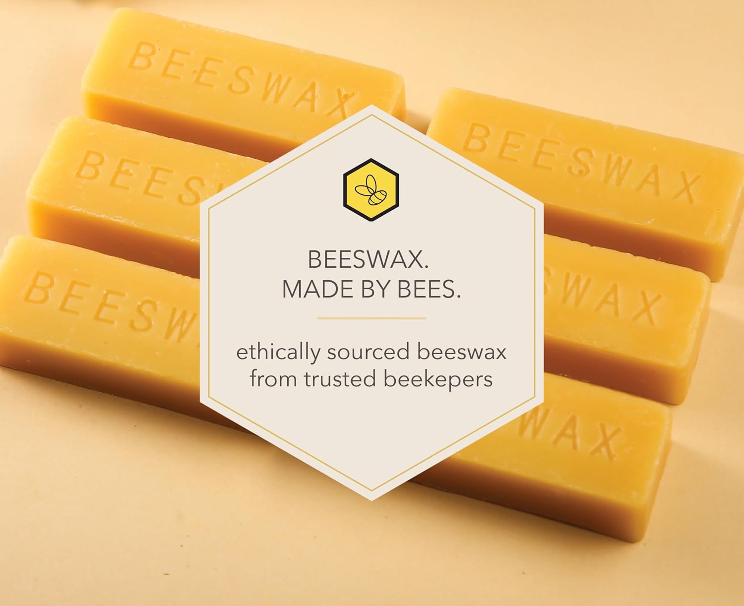 Beesworks Yellow Beeswax Bars (6 oz) | 100% Pure, Cosmetic Grade, Triple-Filtered Beeswax for DIY Skin Care, Lip Balm, Lotion and Candle Making (1 oz Bars - Pack of 6)
