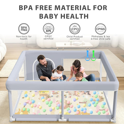 XVISHX Baby Playpen with Mat, 50x50 Inch Play Pen, Playpen for Babies and Toddlers, Baby Playard for Indoor & Outdoor Active Center Game Fence, with Skin-Friendly Fabric and Soft Breathable Mesh