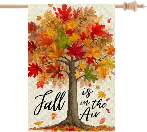 CROWNED BEAUTY Fall Tree House Flag for Outside 28x40 Inch