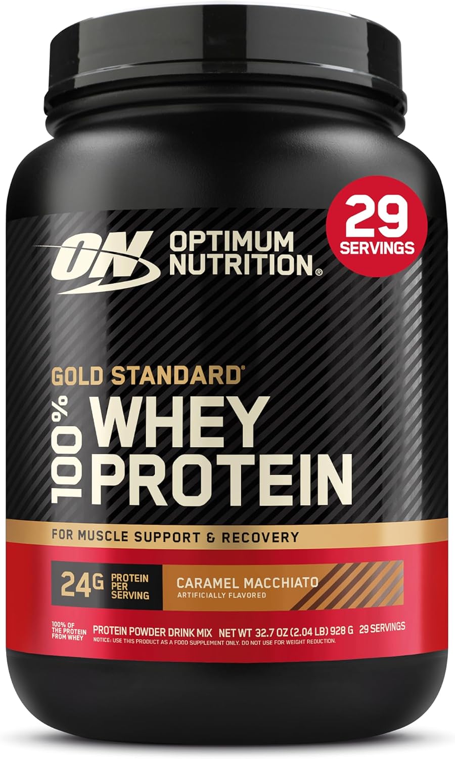 Optimum Nutrition Gold Standard Whey Protein Powder, Caramel Macchiato, 2LB