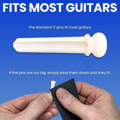 Crosby Slotted Pure Bone Bridge Pins for 6 & 12 String Acoustic Guitar