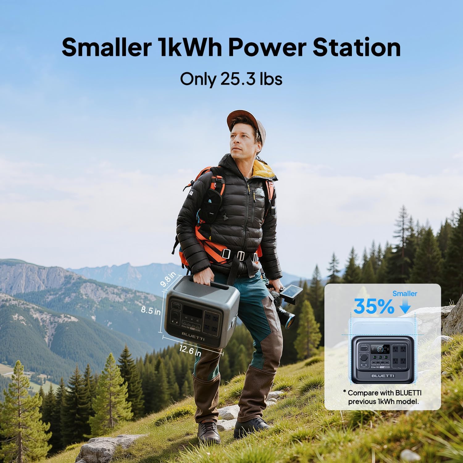 BLUETTI Elite 100 V2 Portable Power Station with Bag 1024Wh 1800W LFP