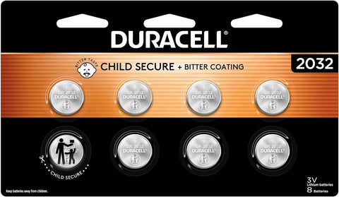 Duracell 2032 Lithium Battery, 8 Count, AirTag & Key Fob, CR2032 3V Cell