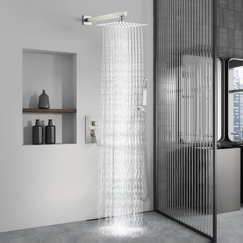 Aolemi Shower Faucet Set with Handheld Brushed Nickel 8 Inch Head