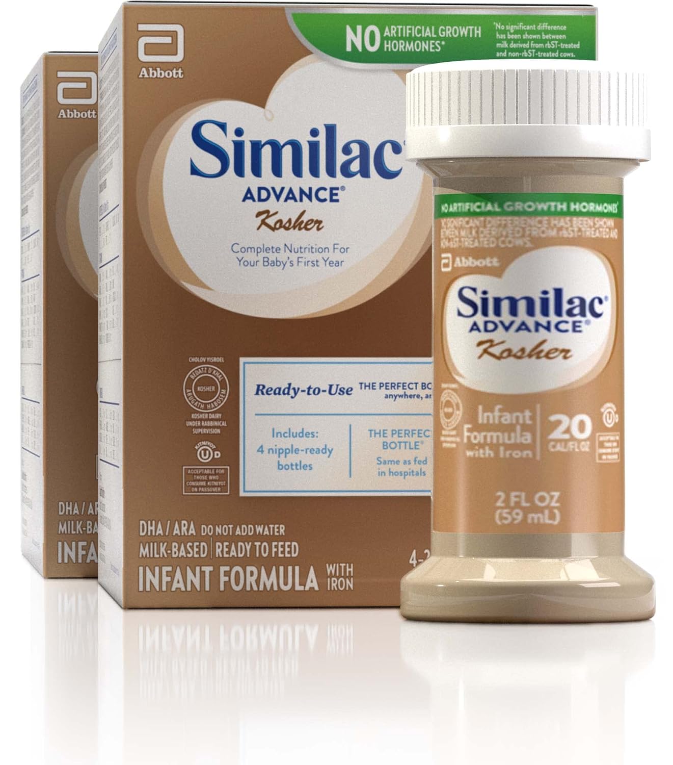 Similac Advance Kosher Infant Formula, Ready-to-Feed Baby Formula, 4-fl-oz Bottle, Pack of 8