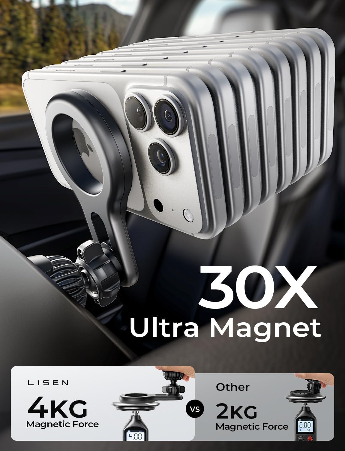 LISEN for MagSafe Car Mount, Magnetic Phone Holder for Car Vent Phone Mount, Super Magnetic Car Phone Mount, Air Vent Hands Free Phone Mount, Gifts Car Phone Holder Magnetic for iPhone 17 Pro Max 16