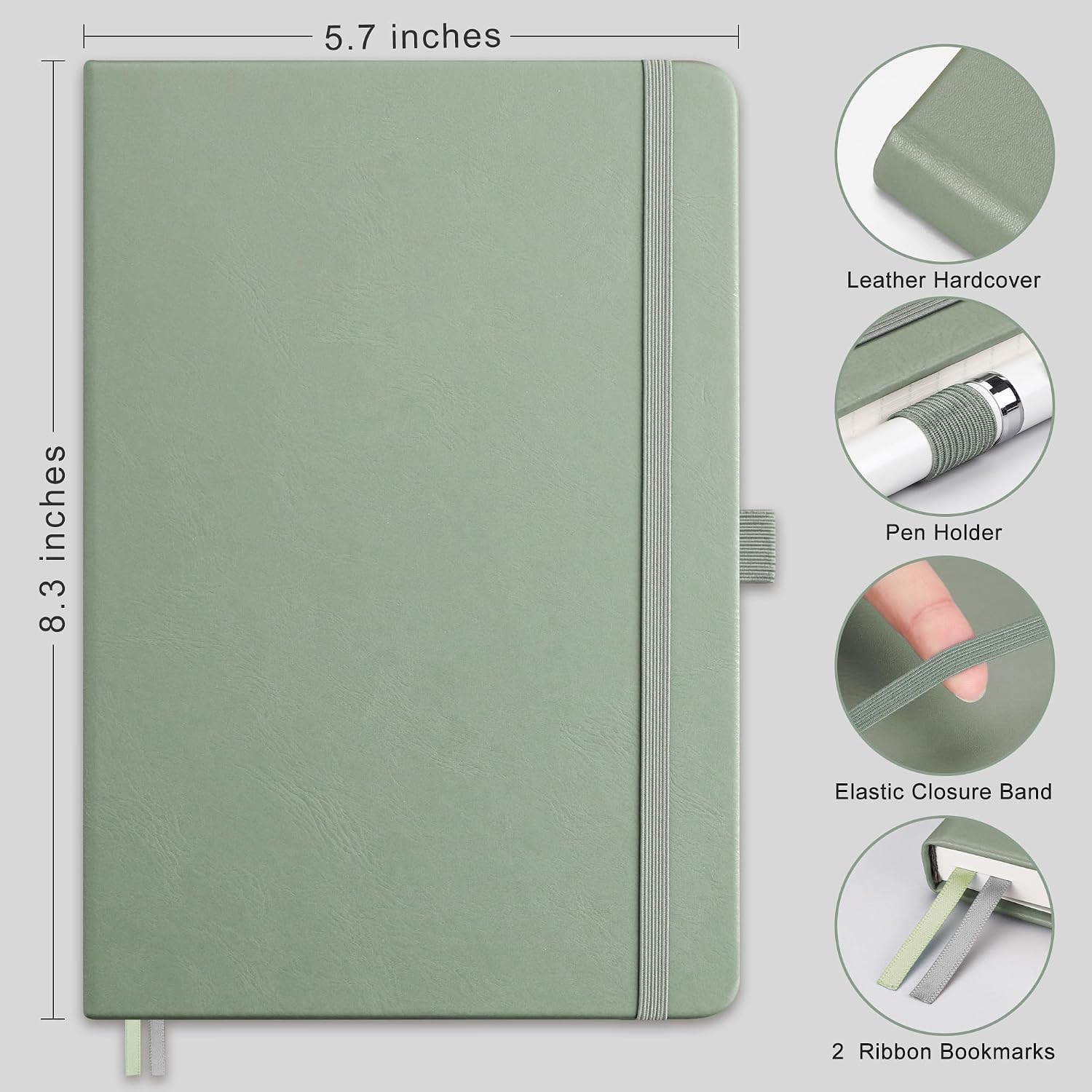 RETTACY Lined Journal Notebook, 192 Numbered Pages, A5 Size (5.7'' x 8.3'')