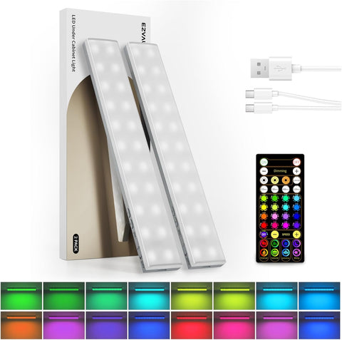 EZVALO Color Changing Strip Light Bar, Bookshelf Light with Remote