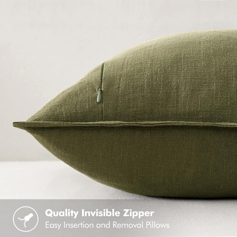 MIULEE Decorative Linen Pillow Covers 18x18 Inch Green