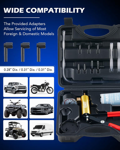 OMT One-Man Brake Bleeding Kit with Hand Vacuum Pump and Dial Gauge, Black