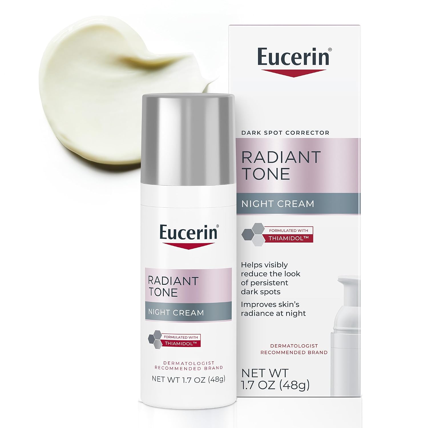 Eucerin Radiant Tone Night Cream Dark Spot Corrector with Thiamidol, 1.7 OZ