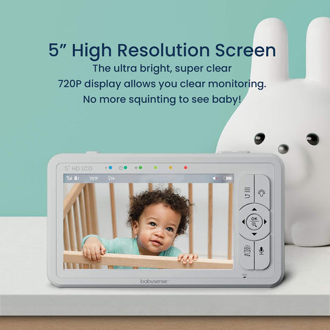 Babysense True Sleep HD Baby Monitor with Camera and Audio + Baby Sleep Movement Monitor, No WiFi, 2 Non-Contact Under Mattress Sensors, Non-Wearable Monitor, Full Crib Coverage