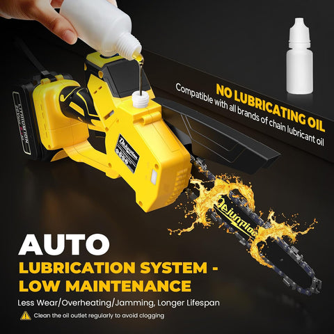Cordless Mini Chainsaw Compatible with Dewalt 20V MAX Battery, 1200W 6 Inch & 8 Inch Small Electric Chainsaw Brushless, Auto Oiler, Handheld Pruning Tree Saw Gift for Men Husband Fathers (Tool Only)