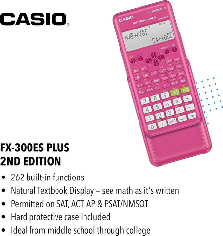 Casio FX-300ESPLSBPKWAIT Scientific Calculator, Pink