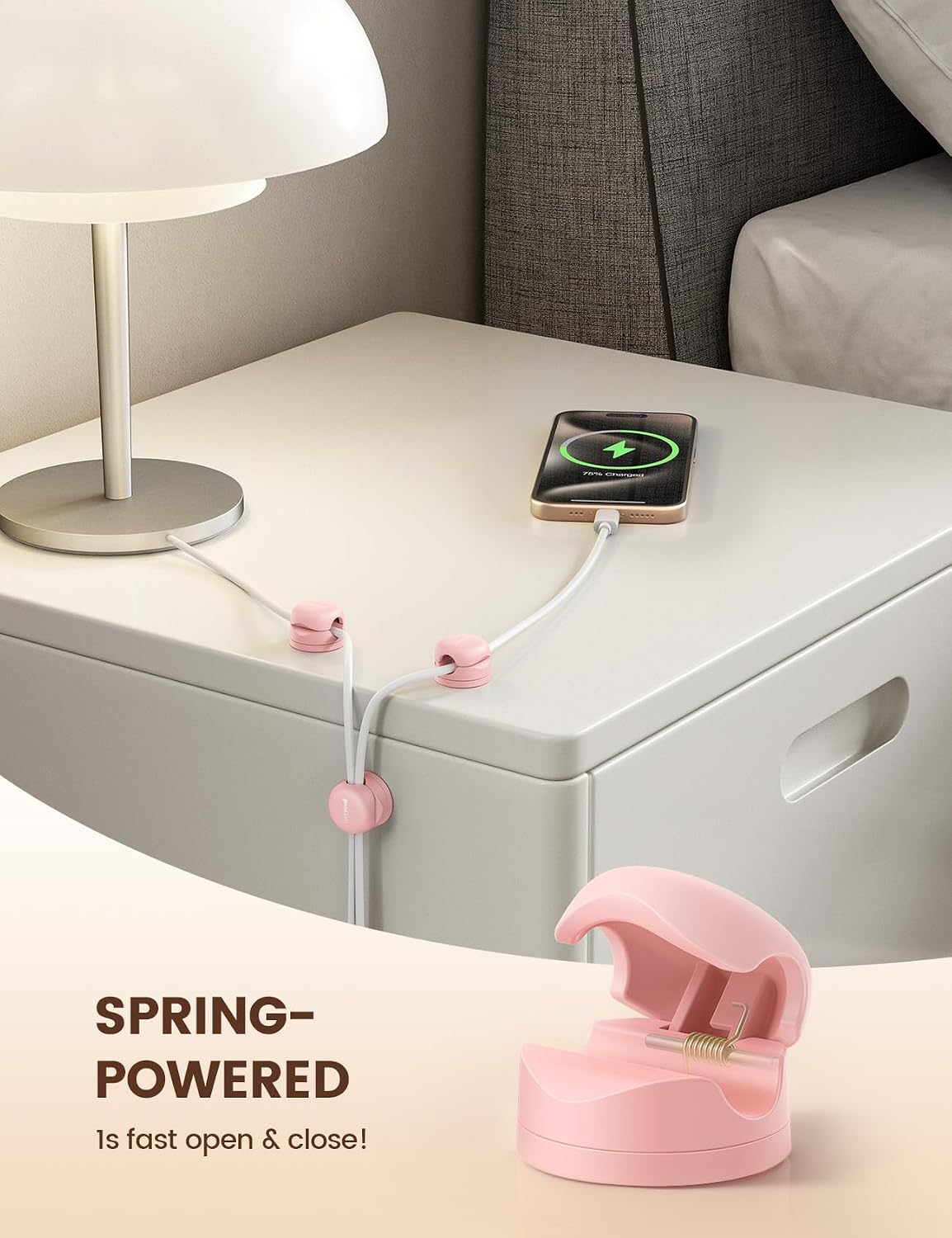 Lamicall 6 Pack Pink Rotatable Spring Cord Organizer Cable Clips