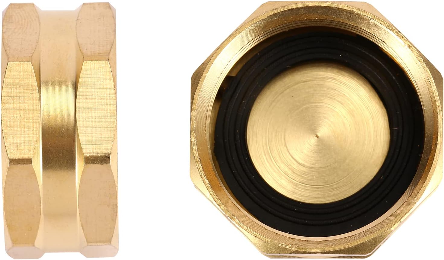 2 Pack Garden Hose End Caps with Washers, Brass Spigot Cap, 3/4" Female End Cap