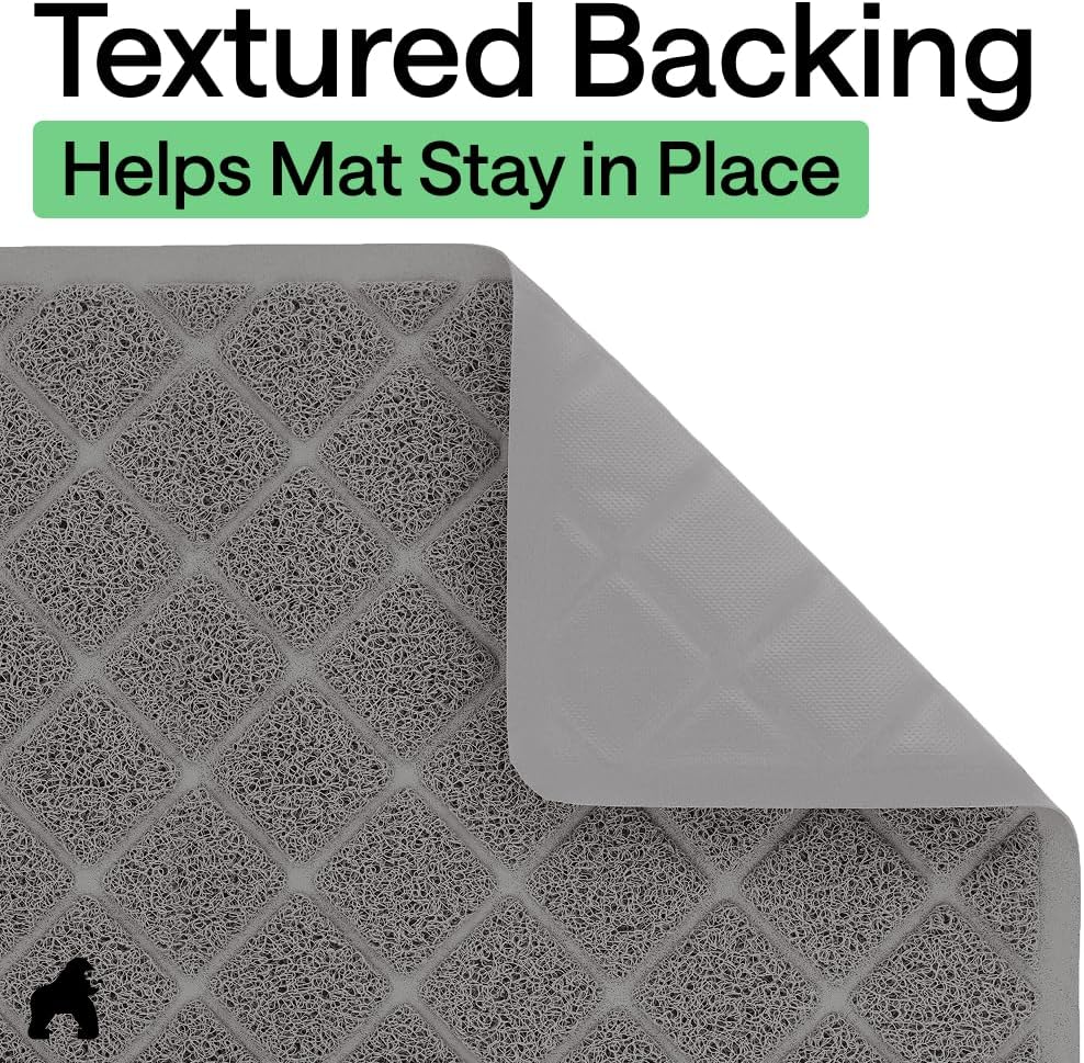 GORILLA GRIP Cat Litter Box Mat, Coiled Mesh Trapping Mats, 24x17 Gray