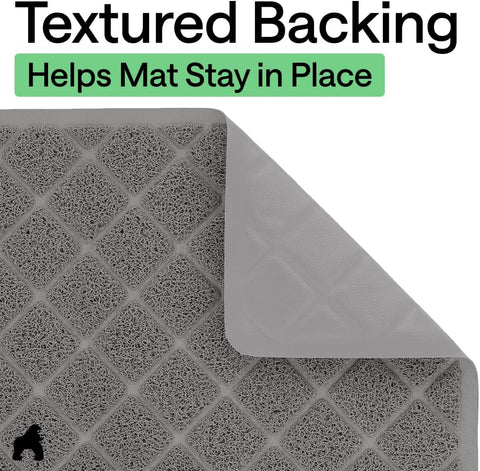 GORILLA GRIP Cat Litter Box Mat, Coiled Mesh Trapping Mats, 24x17 Gray