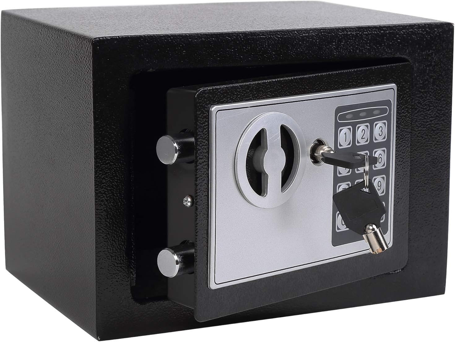 Yuanshikj Small Steel Security Safe Box with Keypad,Key;0.23 CuFt, Black